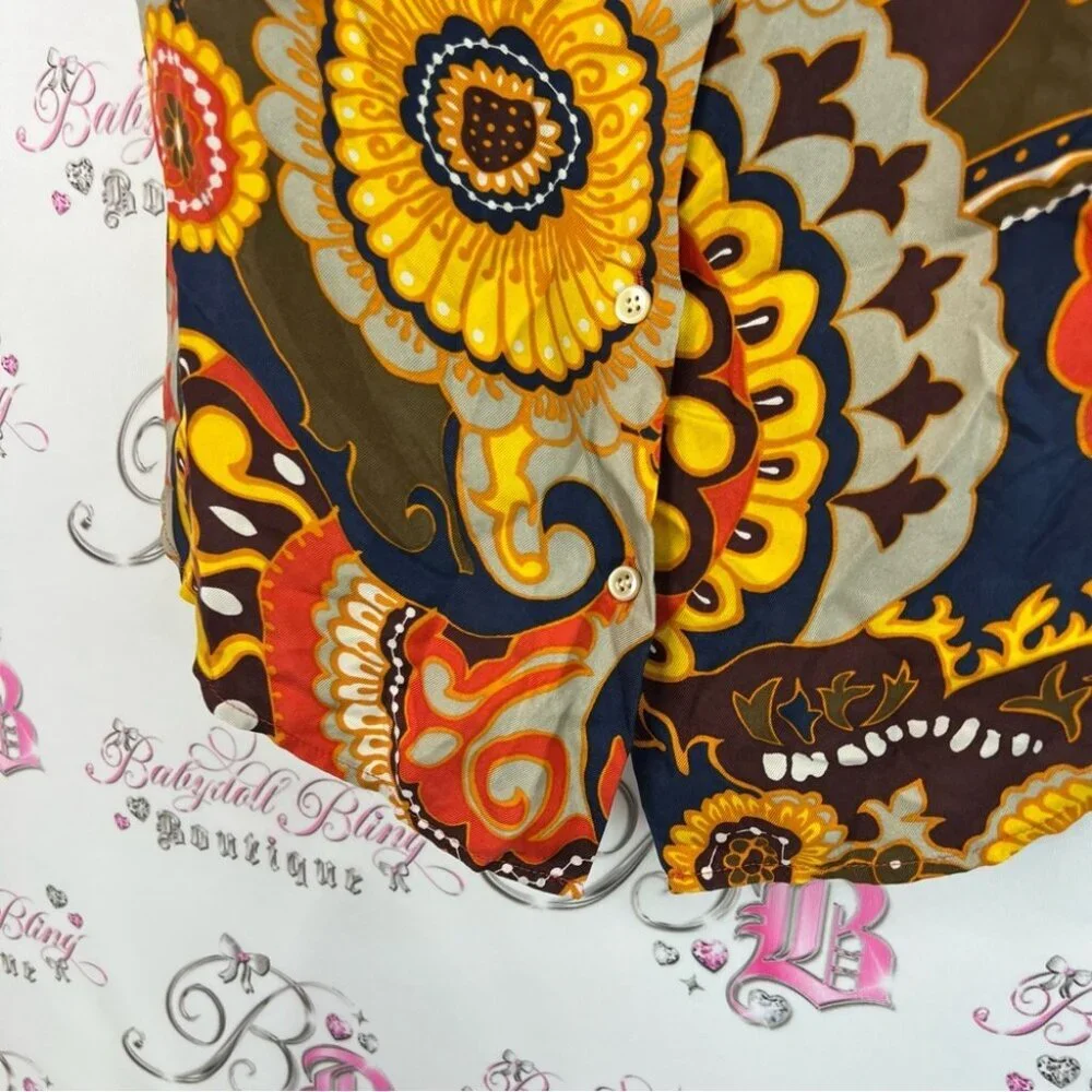 J. Crew tank top button up back ruffle details boho Multicolor Paisley Blouse